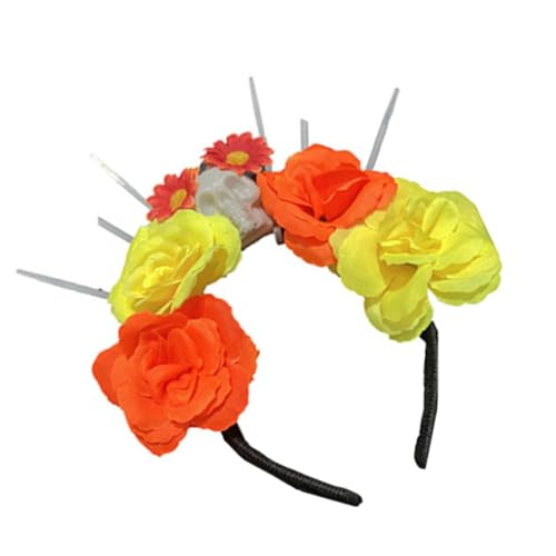UncleS Halloween-Haarbänder, Tag der Toten, Blumenkronen, Stirnband, Mexikaner, Kopfschmuck, Halloween-Partyzubehör, Stirnbänder, Mexikaner, Kopfschmuck, Tag der Toten von UncleS