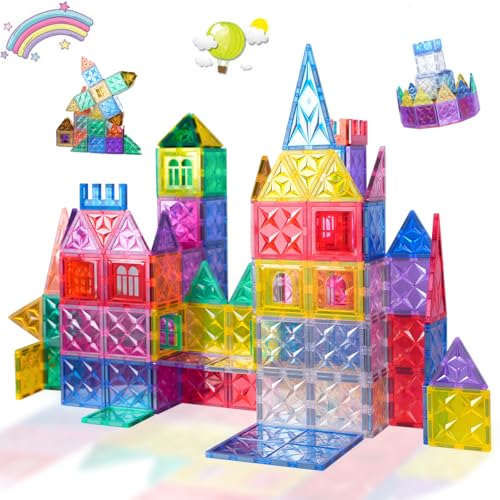 Magnetische Bausteine, 100 Teile MagnetBausteine Montessori Spielzeug für Kinder, Magnetspiel Blöcke Lernspielzeug Geschenke für 3+ Mädchen Jungen Magnetische Bausteine, 100 Teile MagnetBausteine Montessori Spielzeug für Kinder, Magnetspiel Blöcke Lernspielzeug Geschenke für 3+ Mädchen Jungen von Under the Baubles