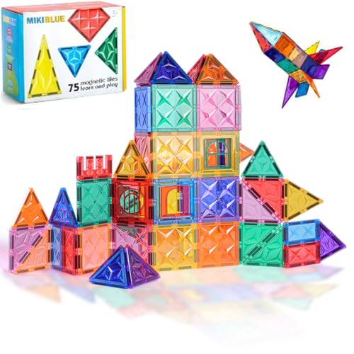 Magnetische Bausteine - 75 Teile Kinder Magnete Montessori Spielzeug - STEM Magnetbausteine Spielzeug für Jungs - Lernspielzeug Geschenke 3 4 5 6 7 MäDchen Jungen von Under the Baubles