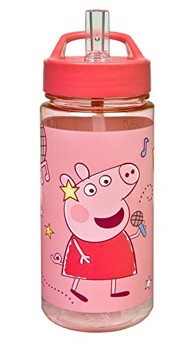 Scooli Trinkflasche Peppa Pig - Trinkflasche für Kinder mit Motiv - Wasserflasche aus Kunststoff BPA frei - ca. 500ml Fassungsvermögen - integrierter Strohhalm - ideal für Kindergarten und Schule von Undercover