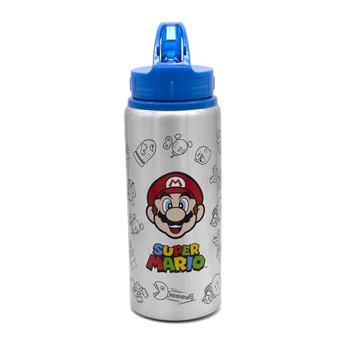 Trinkflasche Super Mario - Trinkflasche für Kinder mit Motiv - Wasserflasche aus Aluminium - ca. 710ml Fassungsvermögen - ausklappbarem Trinkstutzen - ideal für Kindergarten und Schule von Undercover