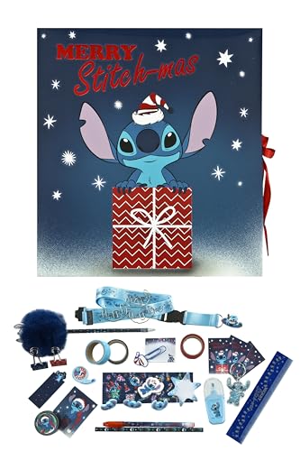 Undercover - Adventskalender Disney Stitch - Faltbare Box mit Schleife - 24 kreative Überraschungen - Bastelmaterialien und Schreibwaren - Geschenkartikel von Undercover