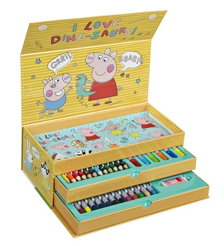 Undercover - Peppa Pig Malkoffer 44-teilig – Kinder Kreativset mit 3 Fächern voller Malspaß – Wachsmaler Buntstifte Poster Sticker – für Kinder ab 3 Jahren Undercover - Peppa Pig Malkoffer 44-teilig – Kinder Kreativset mit 3 Fächern voller Malspaß – Wachsmaler Buntstifte Poster Sticker – für Kinder ab 3 Jahren von Undercover