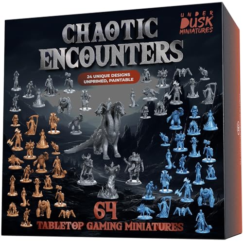 Underdusk: Chaotische Begegnungen – 64 unlackierte Tisch-Miniaturen für D&D, Pathfinder und RPGs, Monster-Figuren, Starterpaket mit Statistikblöcken Underdusk: Chaotische Begegnungen – 64 unlackierte Tisch-Miniaturen für D&D, Pathfinder und RPGs, Monster-Figuren, Starterpaket mit Statistikblöcken von Underdusk