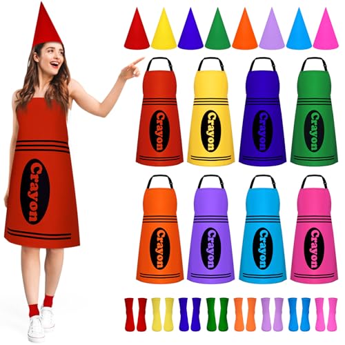 Uneedity Buntstift-Schürze, lustige Zwergen-Kegel-Hüte und bunte Buntstiftsocken, buntes Schürzen-Kostüm-Set für Erwachsene, Familie, Cosplay, Halloween, Kostüme, Kostümzubehör, 8-teiliges Set Uneedity Buntstift-Schürze, lustige Zwergen-Kegel-Hüte und bunte Buntstiftsocken, buntes Schürzen-Kostüm-Set für Erwachsene, Familie, Cosplay, Halloween, Kostüme, Kostümzubehör, 8-teiliges Set von Uneedity