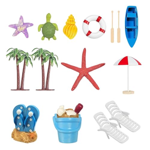 Beach Cake Decorations, Miniature Cupcake Toppers, Tropical Palm Tree, Boat, Chair, and Umbrella Cake Picks, Summer Party Beach Birthday Supplies, 15 Pieces von Ungtyb