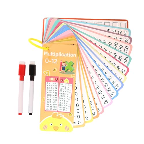 Math Flash Cards, Addition Multiplication Division, Dry Erase Double Sided, Reusable Educational Flashcard Hole Punched for Easy Storage, Classroom and Homeschool, 2.76x7.09 Inches von Ungtyb