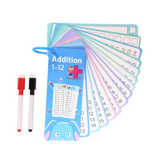 Math Flash Cards, Addition Multiplication Division, Dry Erase Double Sided, Reusable Educational Flashcard Hole Punched for Easy Storage, Classroom and Homeschool, 2.76x7.09 Inches von Ungtyb