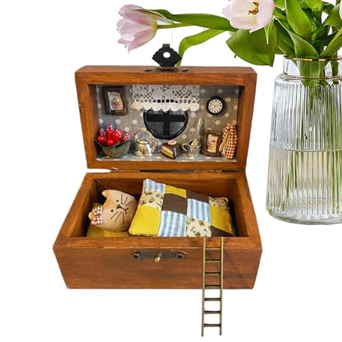 Miniature House Kit, Miniature House Kits for Adults, Wooden Handmade Realistic Animals in Boxes Design, Craft Scene Toy Collectibles, Model Scenery Decor, 4.72x1.97x2.76 Inches von Ungtyb