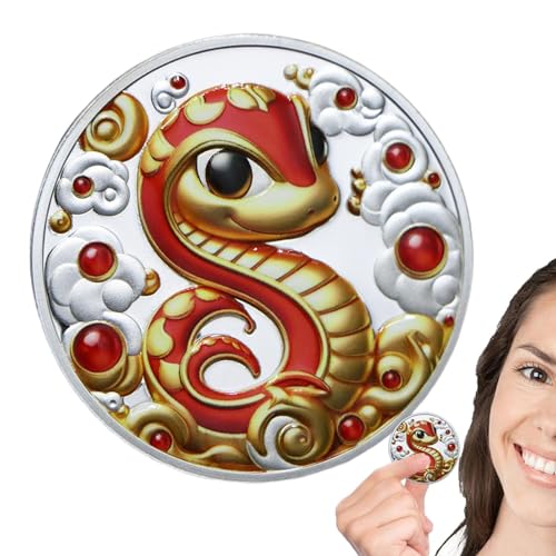 Ungtyb 2025 Snake Year Coin, Year of The Snake Gedenkmünze, Cute Snake Year Coin, New Year Collectible Coin, 2025 Chinese New Year Ornament, Spring Festival Decorations, Snake Year Collectible von Ungtyb