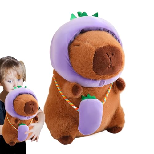Ungtyb Capybara Plush, Soft Vegetable Theme Stuffed Animal Doll, 28cm with Hat and Bag, Cute Home Decoration for Living Room, Bedroom, Study, 7.87x6.69x11.02 Inches von Ungtyb
