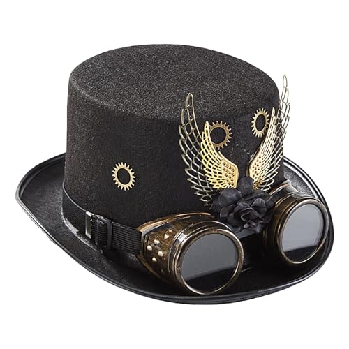 Ungtyb Gothic Steampunk Hut Zylinderhut mit Brille - Fantasie-Kostüm mit Flügel und Hut Vintage | Retro Hut für Maskerade Party, Karneval, Requisiten für, Kostüme Ungtyb Gothic Steampunk Hut Zylinderhut mit Brille - Fantasie-Kostüm mit Flügel und Hut Vintage | Retro Hut für Maskerade Party, Karneval, Requisiten für, Kostüme von Ungtyb