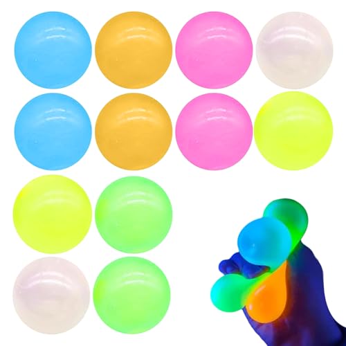 Ungtyb Klebebälle für die Decke, Anti-Stress-Spielzeug mit Leuchtkugeln im Dunkeln, 12 Stück, Stressabbau zum Zusammendrücken, für Teenager, Erwachsene, Kinder, Mädchen, Jungen, Party, Strand Ungtyb Klebebälle für die Decke, Anti-Stress-Spielzeug mit Leuchtkugeln im Dunkeln, 12 Stück, Stressabbau zum Zusammendrücken, für Teenager, Erwachsene, Kinder, Mädchen, Jungen, Party, Strand von Ungtyb