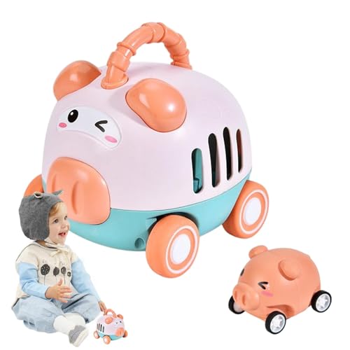 Ungtyb Press and Go Car, Cartoon Animal Inertia Race Vehicle, Cute Sliding Friction Toy, Fine Motor Skills Development for Boys, Girls, Toddler and Young Kids 11x11x9cm 150g Multicolor von Ungtyb