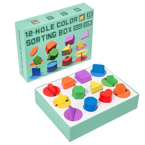 Ungtyb Wooden Shape Sorter Toy, STEM Learning Game, Early Education Development, Enhances Fine Motor Skills Ideal for Preschool Learning And Play, 8.66x1.89x6.73 Inches von Ungtyb