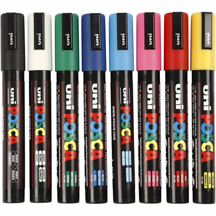 Posca Marker , Nr. PC-5M, Strichstärke 2,5 mm, Medium, Sortierte Farben, 8 Stk/ 1 Pck Posca Marker , Nr. PC-5M, Strichstärke 2,5 mm, Medium, Sortierte Farben, 8 Stk/ 1 Pck von Uni-Posca Tusser /Tuscher