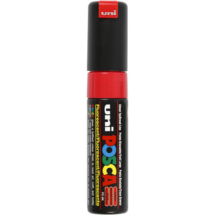 Posca Marker , Nr. PC-8K, Strichstärke 8 mm, breit, Fluo-Rot, 1 Stk von Uni-Posca