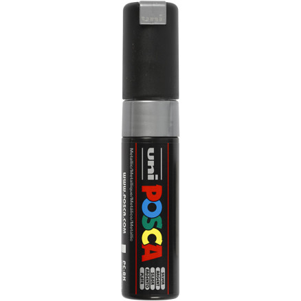 Posca Marker , Nr. PC-8K, Strichstärke 8 mm, breit, Silber, 1 Stk von Uni-Posca