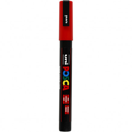 Uni Posca Marker, Strichstärke: 0,9-1,3mm, PC-3M, 1 Stk, Rot von Uni-Posca