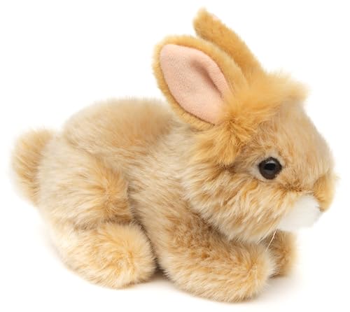 Uni-Toys - Angorakaninchen beige, liegend - 18 cm (Länge) - Plüsch-Hase, Kaninchen - Plüschtier, Kuscheltier von Uni-Toys
