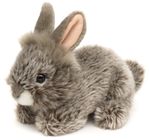 Uni-Toys - Angorakaninchen grau, liegend - 18 cm (Länge) - Plüsch-Hase, Kaninchen - Plüschtier, Kuscheltier von Uni-Toys