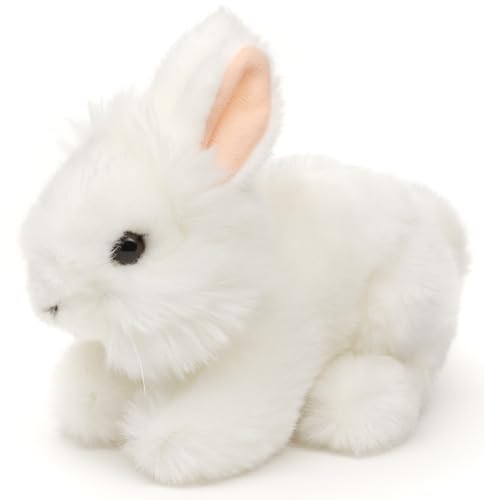 Uni-Toys - Angorakaninchen weiß, liegend - 18 cm (Länge) - Plüsch-Hase, Kaninchen - Plüschtier, Kuscheltier von Uni-Toys