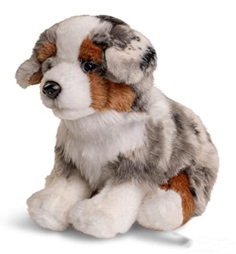 Uni-Toys - Australischer Schäferhund Welpe, sitzend (ohne Leine) - 22 cm (Höhe) - Plüsch-Hund, Haustier - Plüschtier, Kuscheltier von Uni-Toys