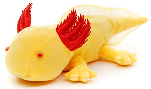 Uni-Toys Original Axolotl (gelb mit roten Augen) - 32 cm (Länge) - Plüsch-Wassertier - Plüschtier, Kuscheltier von Uni-Toys