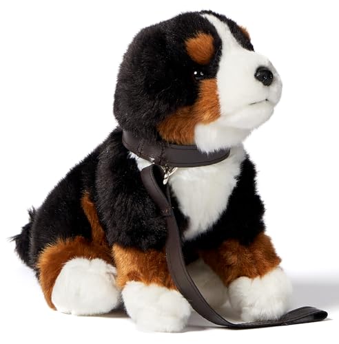 Uni-Toys - Berner Sennenhund Welpe, sitzend - Mit Leine - 19 cm (Höhe) - Plüsch-Hund, Haustier - Plüschtier, Kuscheltier von Uni-Toys