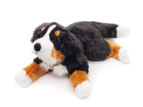 Uni-Toys - Berner Sennenhund mit Geschirr, liegend - 62 cm (Länge) - Plüsch-Hund, Haustier - Plüschtier, Kuscheltier von Uni-Toys