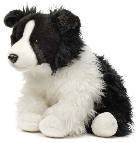 Uni-Toys - Border Collie schwarz-weiß, sitzend (ohne Leine) - 26 cm (Höhe) - Plüsch-Hund - Plüschtier, Kuscheltier von Uni-Toys