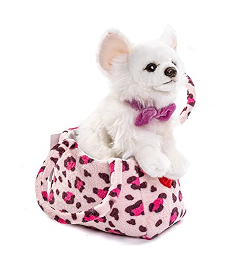 Uni-Toys - Chihuahua weiß, mit Tasche - 18 cm (Höhe) - Plüsch-Hund, Haustier - Plüschtier, Kuscheltier von Uni-Toys