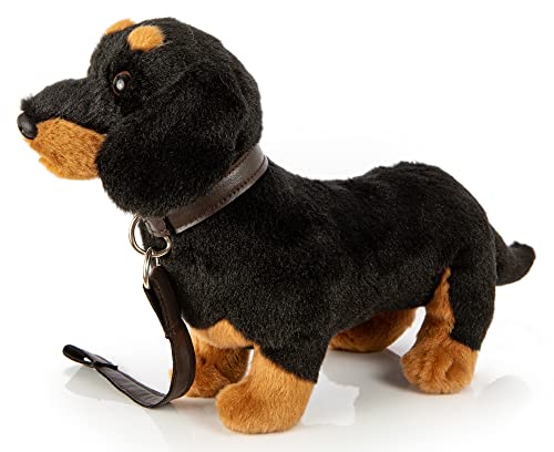 Uni-Toys - Dackel mit Leine, stehend - 28 cm (Länge) - Plüsch-Hund, Haustier - Plüschtier, Kuscheltier, HT-30154 von Uni-Toys