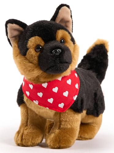 Uni-Toys - Deutscher Schäferhund, stehend - Mit Halstuch (Herzchen-Motiv) - 26 cm (Länge) - Plüsch-Hund - Plüschtier, Kuscheltier von Uni-Toys