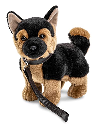 Uni-Toys - Deutscher Schäferhund Welpe, stehend - Mit Leine - 26 cm (Höhe) - Plüsch-Hund, Haustier - Plüschtier, Kuscheltier von Uni-Toys