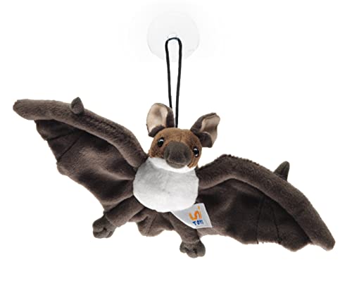 Uni-Toys - Fledermaus, klein - braun-weiß - Mit Saugnapf - 23 cm (Breite) - Plüschtier, Kuscheltier von Uni-Toys