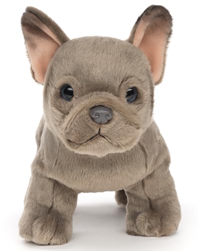 Uni-Toys - Französische Bulldogge (grau) - Ohne Leine - 26 cm (Länge) - Plüsch-Hund - Plüschtier, Kuscheltier von Uni-Toys