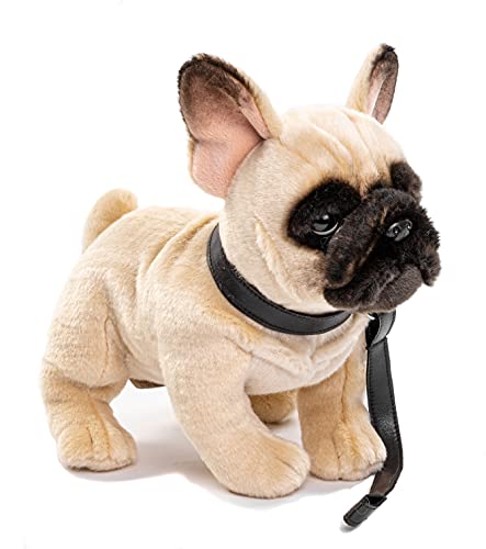 Uni-Toys - Französische Bulldogge (beige), mit Leine - 27 cm (Länge) - Plüsch-Hund, Dogge, Haustier - Plüschtier, Kuscheltier von Uni-Toys