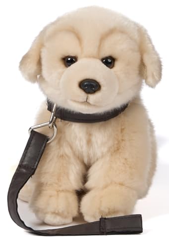 Uni-Toys - Golden Retriever Welpe, sitzend, mit Leine - 18 cm (Höhe) - Plüsch-Hund, Haustier - Plüschtier, Kuscheltier von Uni-Toys