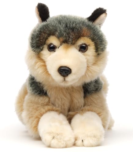 Uni-Toys - Grauwolf, liegend - 22 cm (Länge) - Plüsch-Wolf, Lupus - Plüschtier, Kuscheltier von Uni-Toys