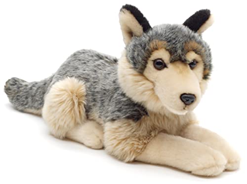 Uni-Toys - Grauwolf, liegend - 30 cm (Länge) - Plüsch-Wolf, Lupus - Plüschtier, Kuscheltier von Uni-Toys