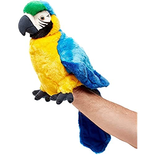 Uni-Toys - Handpuppe Papagei mit drehbarem Kopf - 26 cm (Höhe) - Plüsch-Puppe, Vogel - Plüschtier, Kuscheltier von Uni-Toys