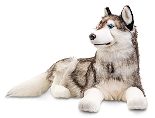 Uni-Toys - Husky, liegend - 100 cm (Länge) - Plüsch-Hund, Haustier - Plüschtier, Kuscheltier von Uni-Toys