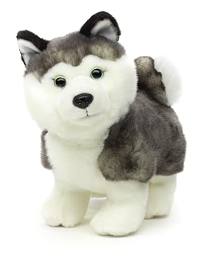 Uni-Toys - Husky Welpe grau, stehend (ohne Leine) - 21 cm (Länge) - Plüsch-Hund - Plüschtier, Kuscheltier von Uni-Toys