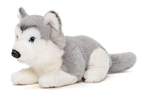 Uni-Toys - Husky grau, liegend - 17 cm (Länge) - Plüsch-Hund - Plüschtier, Kuscheltier von Uni-Toys
