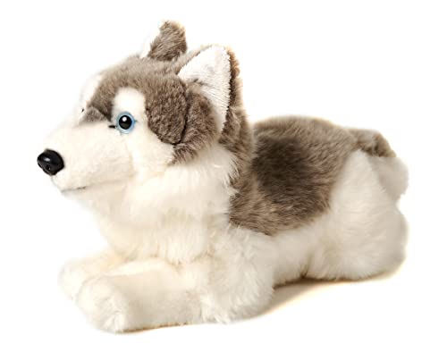 Uni-Toys - Husky grau, liegend - 31 cm (Länge) - Plüsch-Hund - Plüschtier, Kuscheltier von Uni-Toys