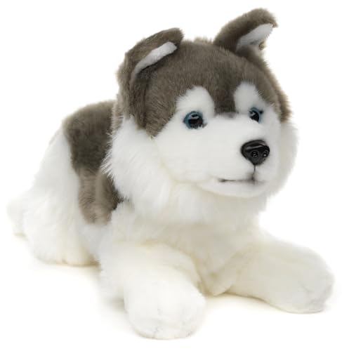 Uni-Toys - Husky grau, liegend - 31 cm (Länge) - Plüsch-Hund - Plüschtier, Kuscheltier von Uni-Toys
