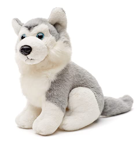 Uni-Toys - Husky grau, sitzend - 16 cm (Höhe) - Plüsch-Hund - Plüschtier, Kuscheltier von Uni-Toys