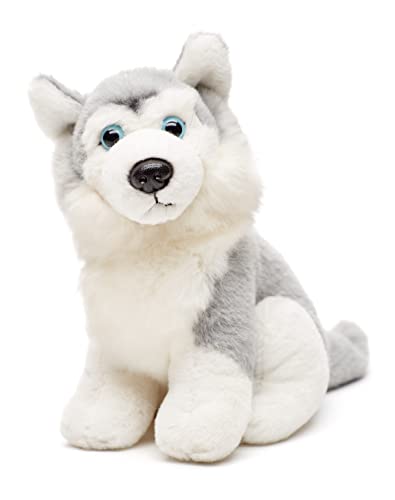 Uni-Toys - Husky grau, sitzend - 16 cm (Höhe) - Plüsch-Hund - Plüschtier, Kuscheltier von Uni-Toys