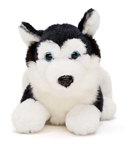 Uni-Toys - Husky schwarz, liegend - 17 cm (Länge) - Plüsch-Hund - Plüschtier, Kuscheltier von Uni-Toys